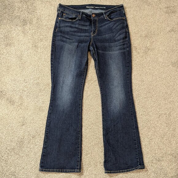 LEVI SIGNATURE Modern Boot Cut, Dark Blue Stretch Denim Jeans; Size 14M - Picture 1 of 4